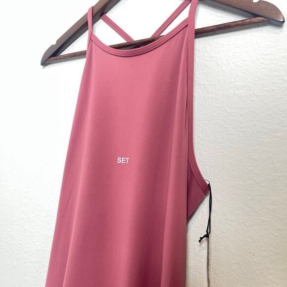 SET Active Sportbody XL Mauve Pink Racerback Flare Active Dress Built-In Shorts - Picture 3 of 13